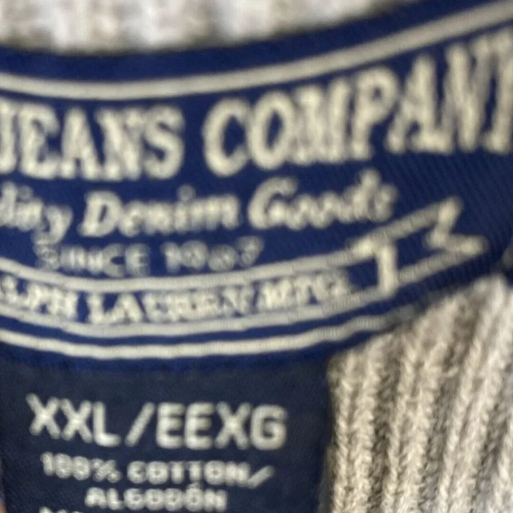 Polo Ralph Lauren Sweater‎ Men’s XXL  1/4 Zip Pullover Gray 100% Cotton RN#41381